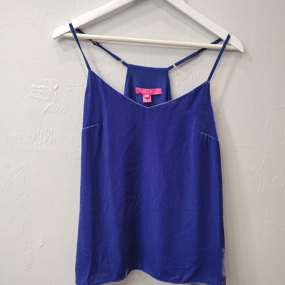Lilly Pulitzer Blue Crush Velvet Cami Sz Small Lined Adjustable‎ Spaghetti Strap